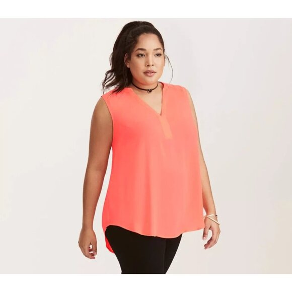 NEW Torrid Harper Georgette Sleeveless Blouse Neon Fiesta Plus Size‎ 1X Women - Picture 3 of 13